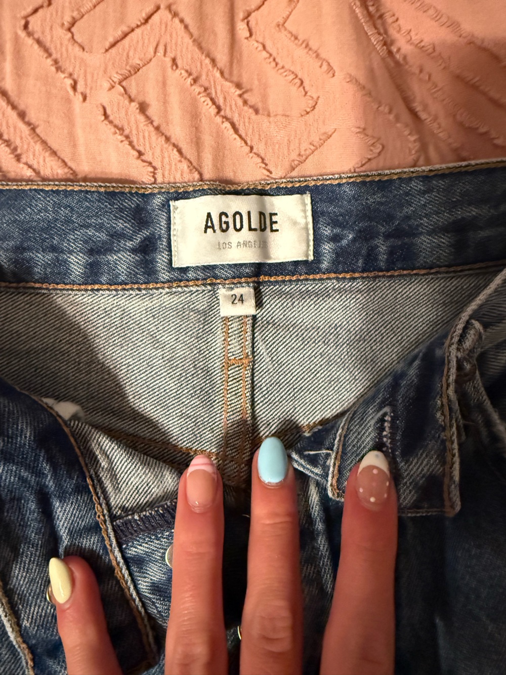 Agolde Light Blue High-Rise Denim Shorts - Picture 2 of 5